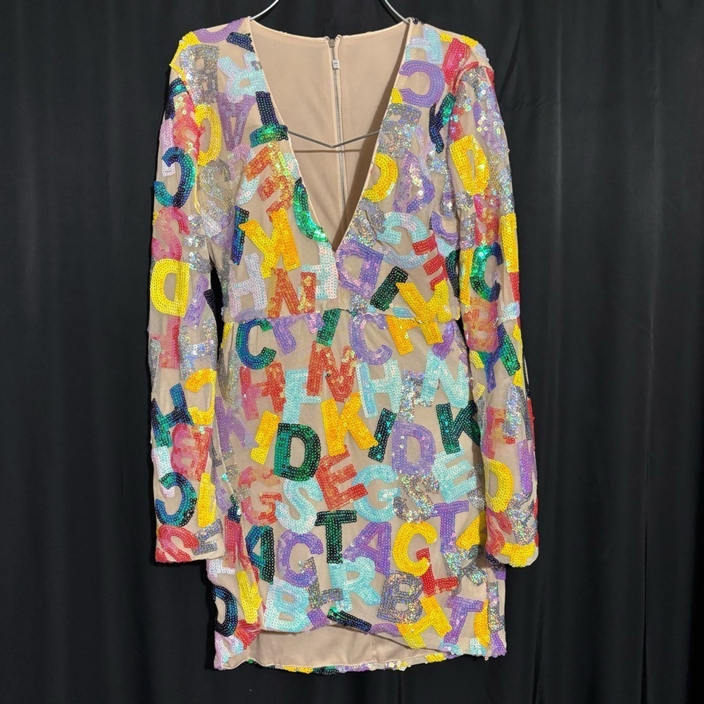 Unbranded Colorful Sequined Alphabet Letters Formal Ladies Party Dress size L
